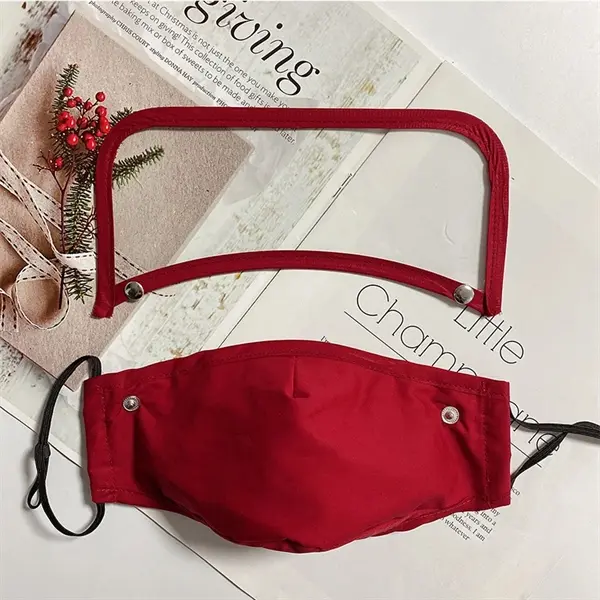 Detachable Cotton Mask Face Shield Clear Window Visible