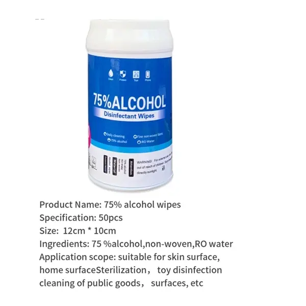 50 Pieces Barrel Vehicle Mini 75% Alcohol Wipes