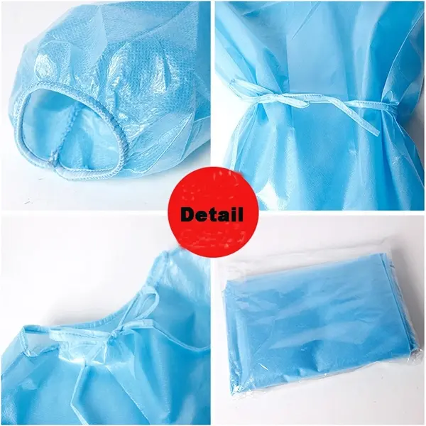 Thickened PE Coated Disposable Isolation Gowns
