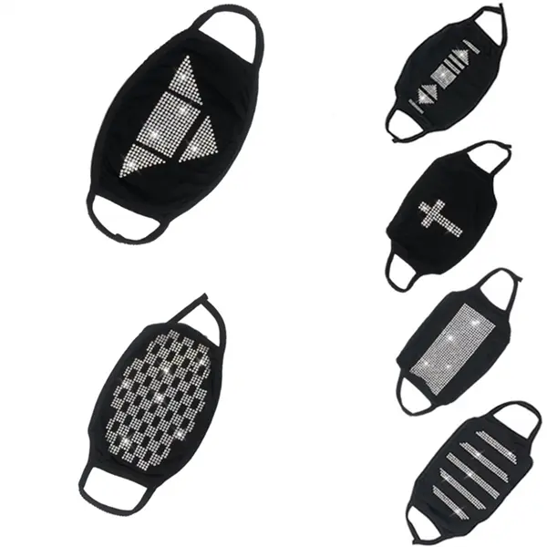 Dust - proof black star flashing rhinestone cotton face mask