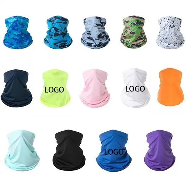 Custom cooling neck gaiter made from breathable polyester with full-color print – wearable as headband, face cover, or scarf for events and promos