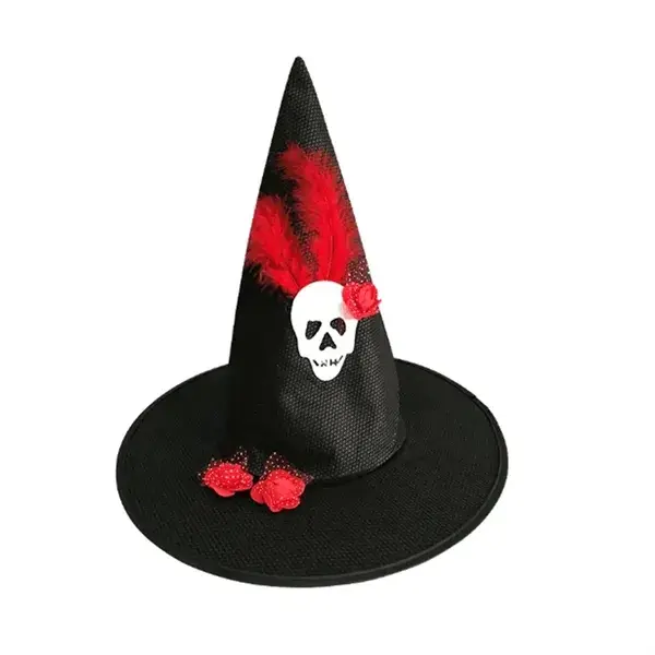 Halloween Witch Hat Feather Skull Hat