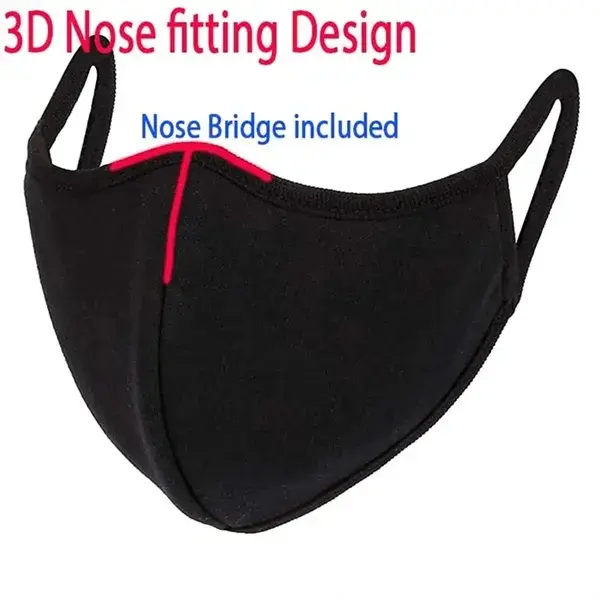 3D Design Reusable Cotton 2-Layer Face Mask with Nose Bridge