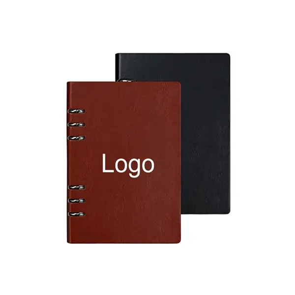 Refillable PU Leather Round 6-Ring Binder Cover Notebook