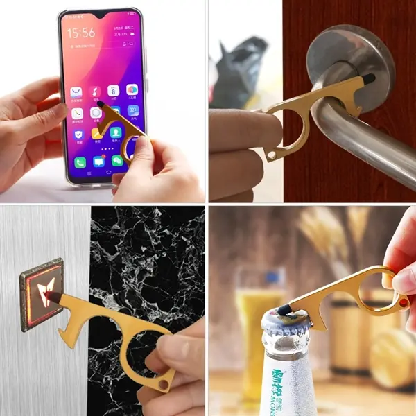 Touchless Germ-free Key with Stylus and Alligator Clip Reel