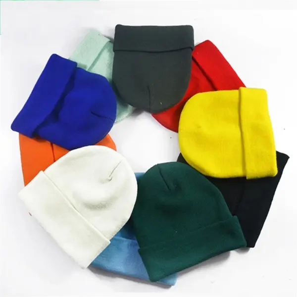 Custom Warm Winter Hats Acrylic Knit Cuff Beanie Cap