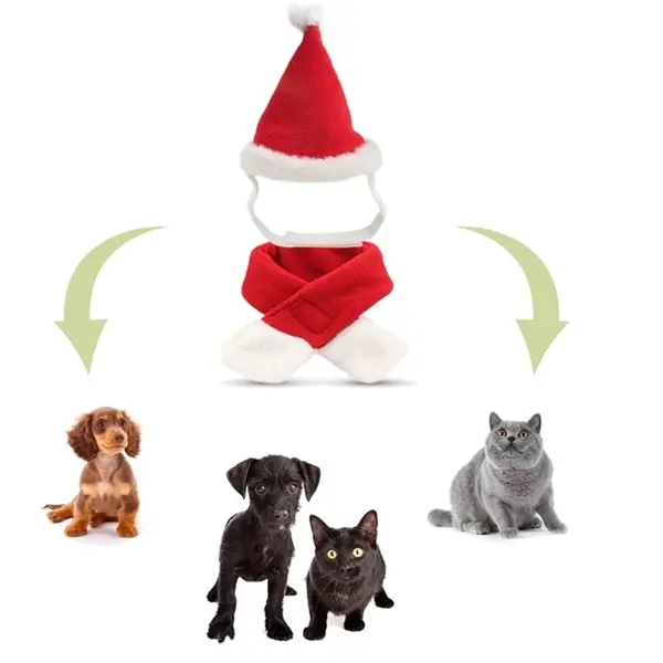 Pet Christmas Scarf And Hat Set