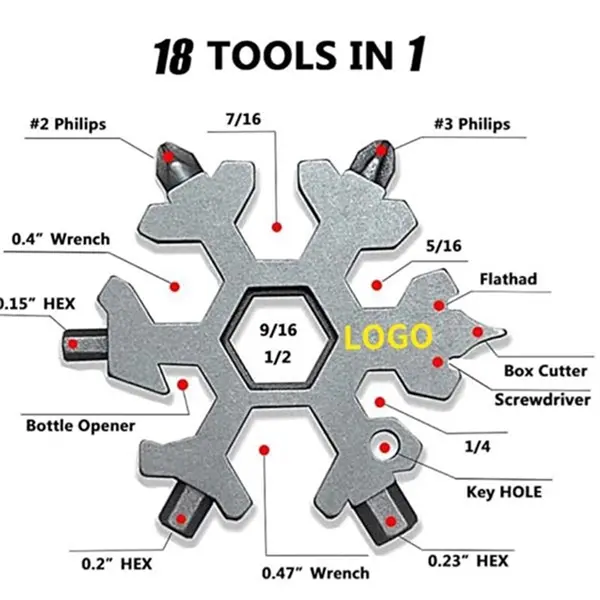 Snowflake Wrench 19-in-1 Portable Portable Outdoor Tool