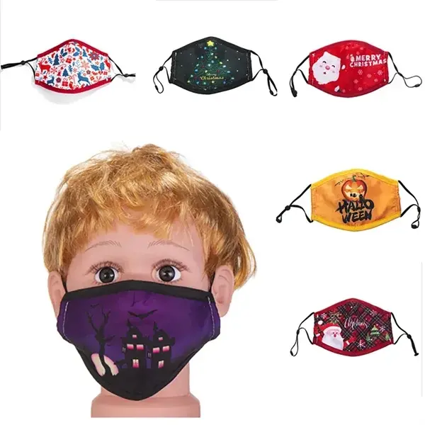 Adjustable Child Christmas Cotton Mask