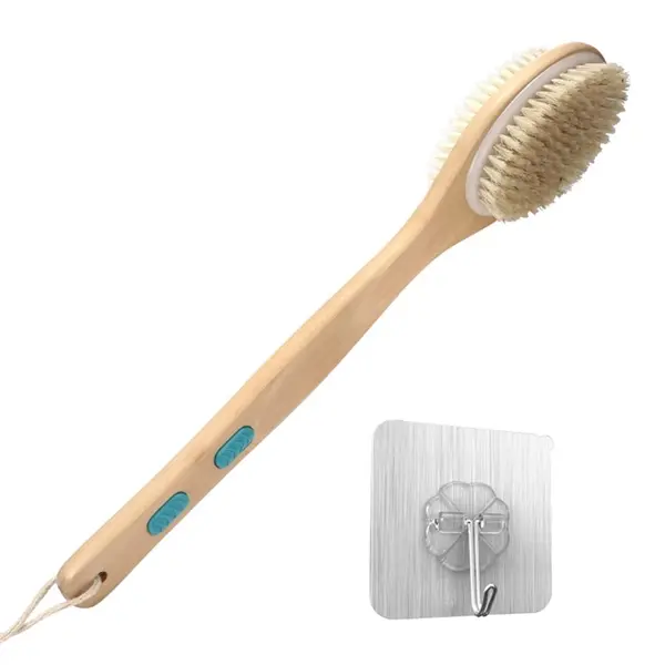 Natural Bristle Double-sided Massage Wooden Shower