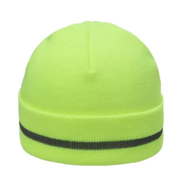 Knit Beanie with Reflective Stripes