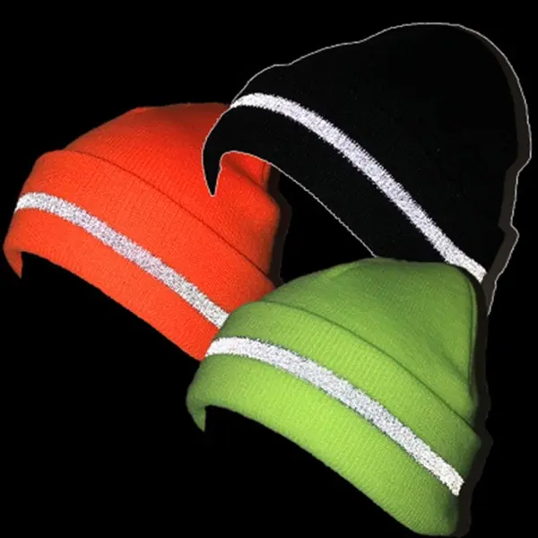 Knit Beanie with Reflective Stripes