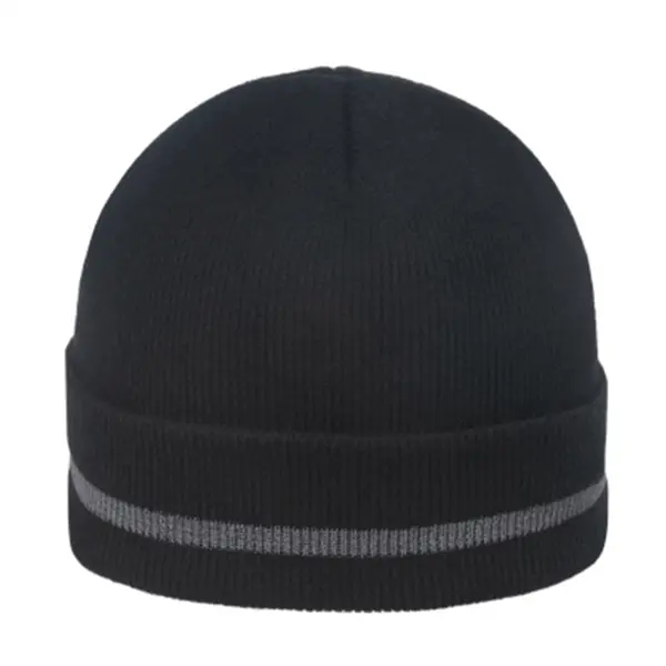 Knit Beanie with Reflective Stripes