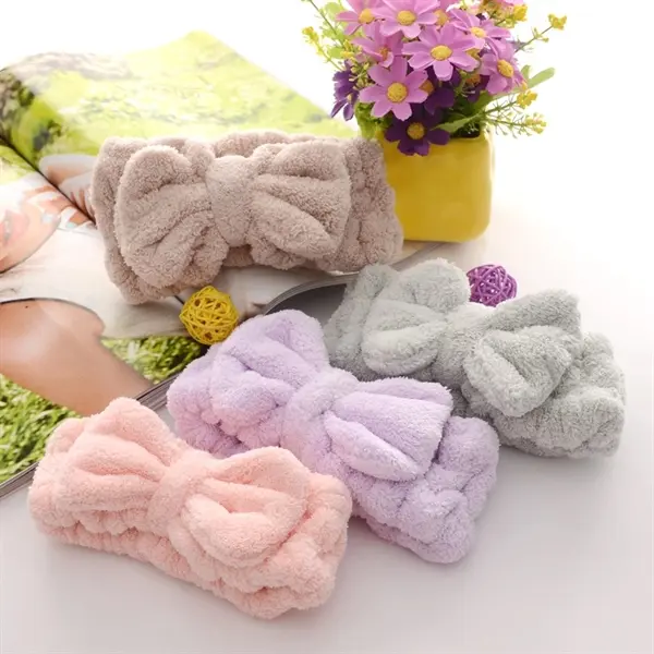Coral velvet bow headband for make up