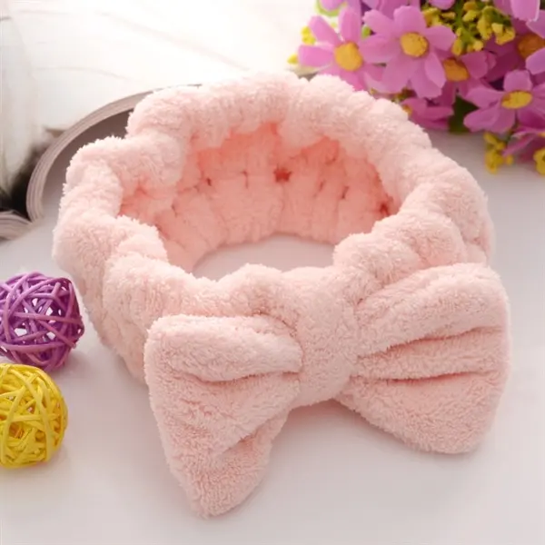 Coral velvet bow headband for make up