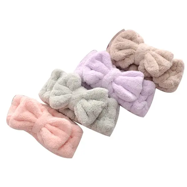 Coral velvet bow headband for make up