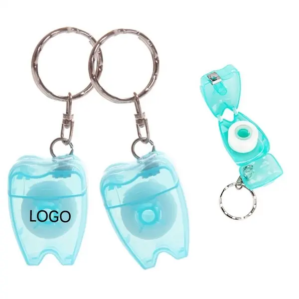 16 Yards Tooth Shaped Dental Floss Dispenser with Keyring