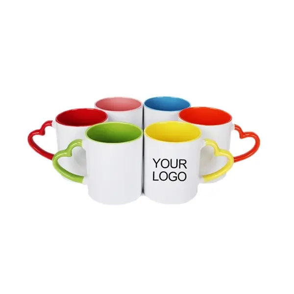 11OZ Heat Transfer Heart-shaped Handle Mugs