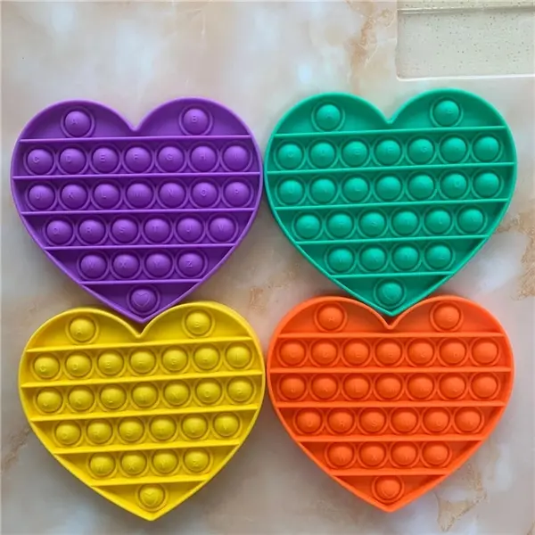 Heart Shape Silicone Push Pop Bubble Toy