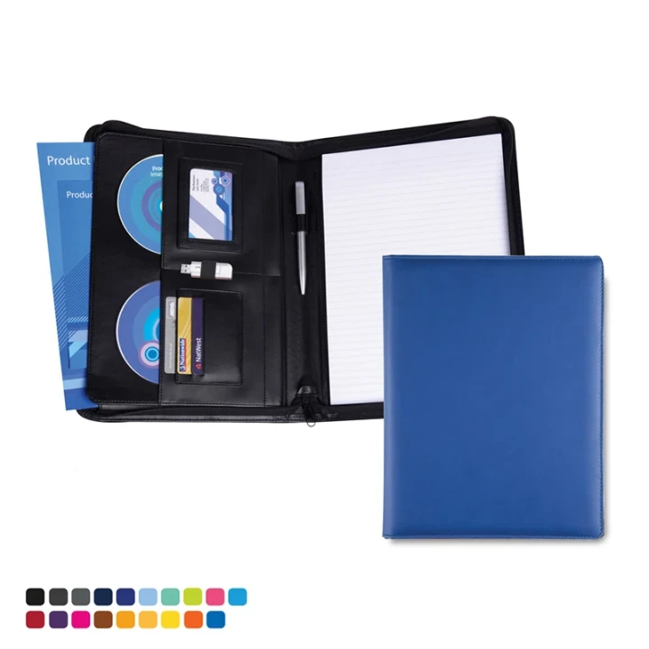 A4 Deluxe Zipped Conference Folder in Soft Touch Vegan Torino PU