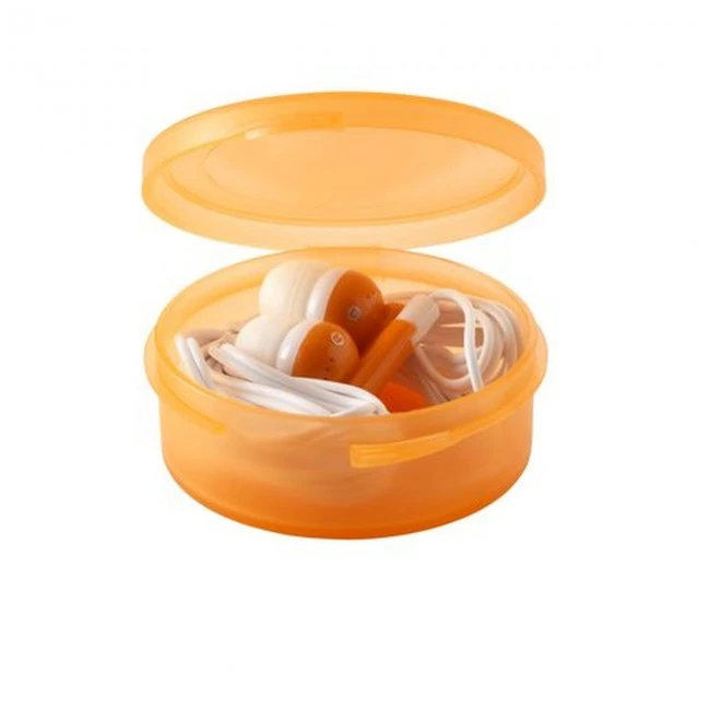 Earphones in Round Case