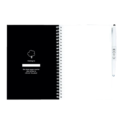 MOYU Erasable Stone Paper Notebook A5 Hardcover Pitch Black - 40 Pages