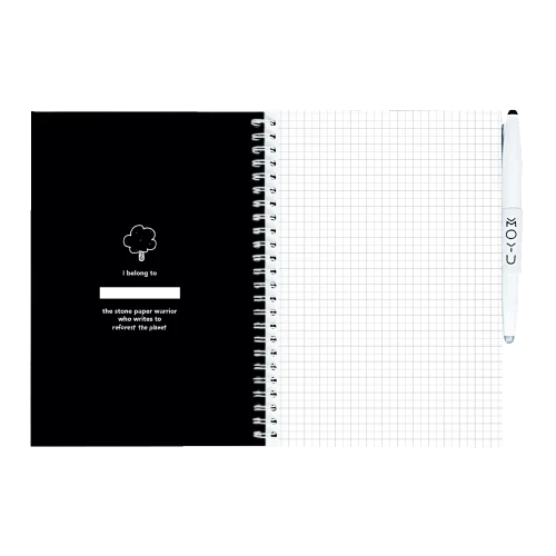 MOYU Erasable Stone Paper Notebook A5 Hardcover Pitch Black - 40 Pages