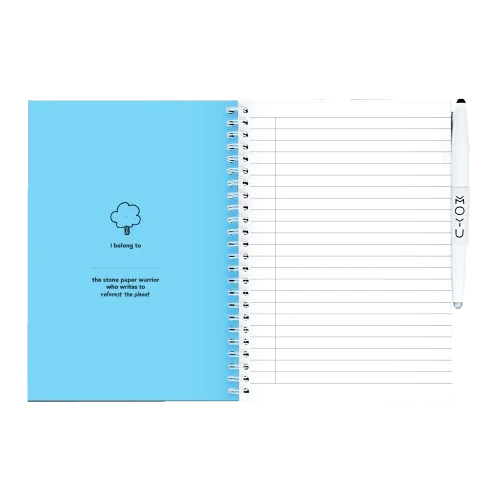 MOYU Erasable Stone Paper Notebook A5 Hardcover Sky Blue - 40 Pages