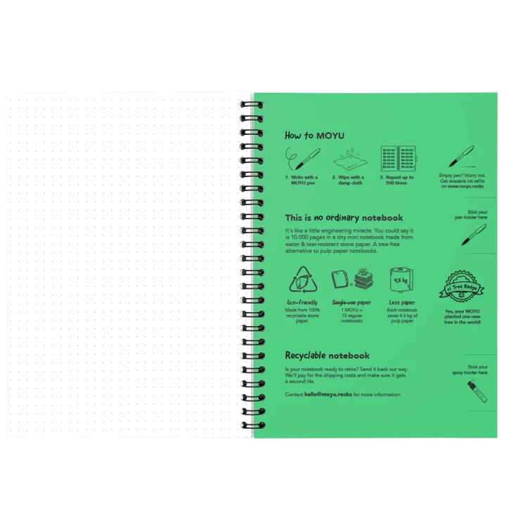 MOYU Erasable Stone Paper Notebook A5 Premium Full Colour - 40 Pages