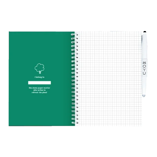 MOYU Erasable Stone Paper Notebook A5 Hardcover Forest Green - 40 Pages