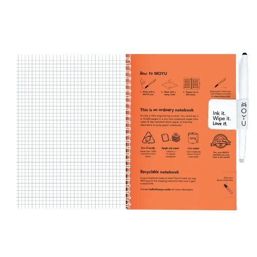MOYU Erasable Stone Paper Notebook A5 Hardcover Sunset Orange - 20 Pages
