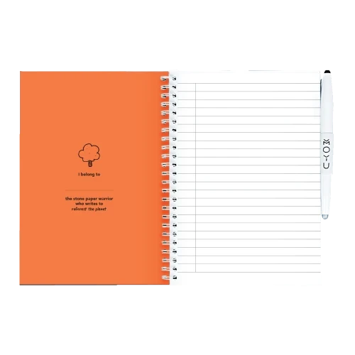 MOYU Erasable Stone Paper Notebook A5 Hardcover Sunset Orange - 40 Pages
