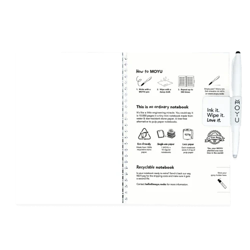 MOYU Erasable Stone Paper Notebook A5 Hardcover - 20 Pages