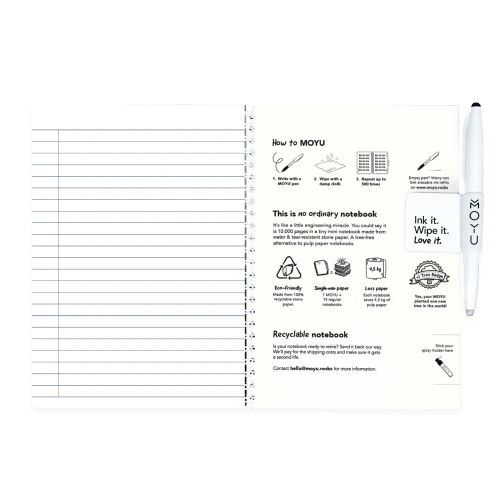MOYU Erasable Stone Paper Notebook A5 Hardcover - 20 Pages