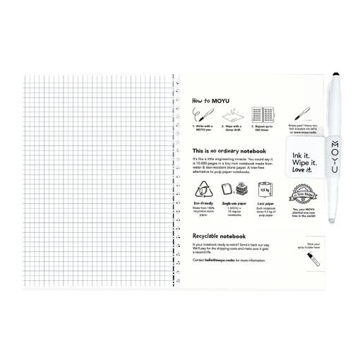 MOYU Erasable Stone Paper Notebook A5 Hardcover - 20 Pages