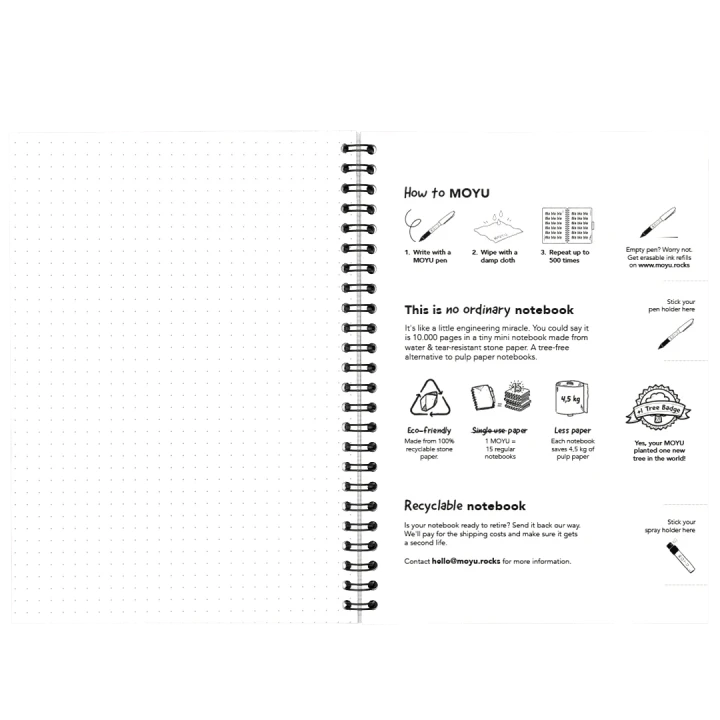 MOYU Erasable Stone Paper Notebook A5 Hardcover - 20 Pages