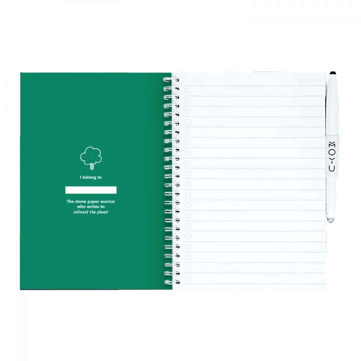 MOYU Erasable Stone Paper Notebook A5 Hardcover Forest Green - 40 Pages