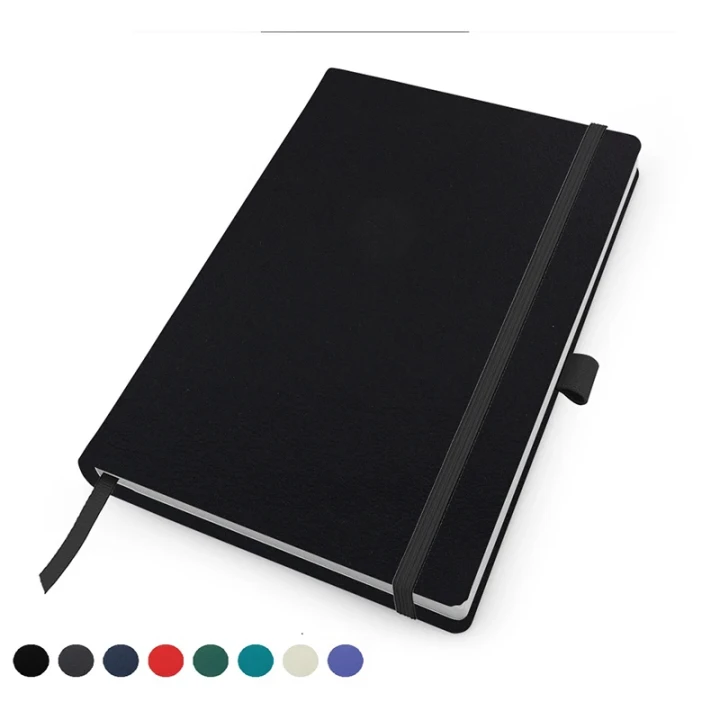 Recycled ELeather A5 Casebound Notebook with Elastic Strap & Pen Loop, made in the UK