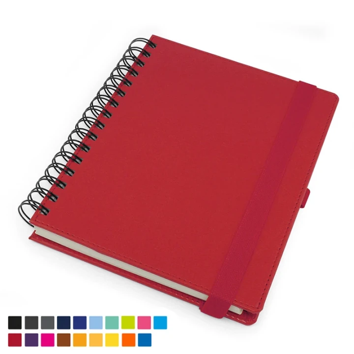 Deluxe A5 Wiro Notebook with Elastic Strap & Pen Loop in Torino matt velvet touch vegan PU
