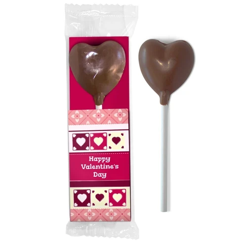 Valentines Milk Chocolate Heart Lollipop Wrap