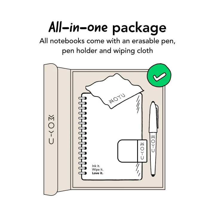 MOYU Erasable Stone Paper Notebook A5 Hardcover Sky Blue - 20 Pages