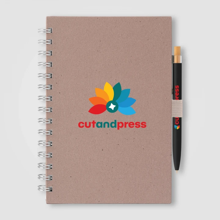 Terra Recycled Milk Carton Hard Cover Spiral A5 Notebook & Reborn Pen Set