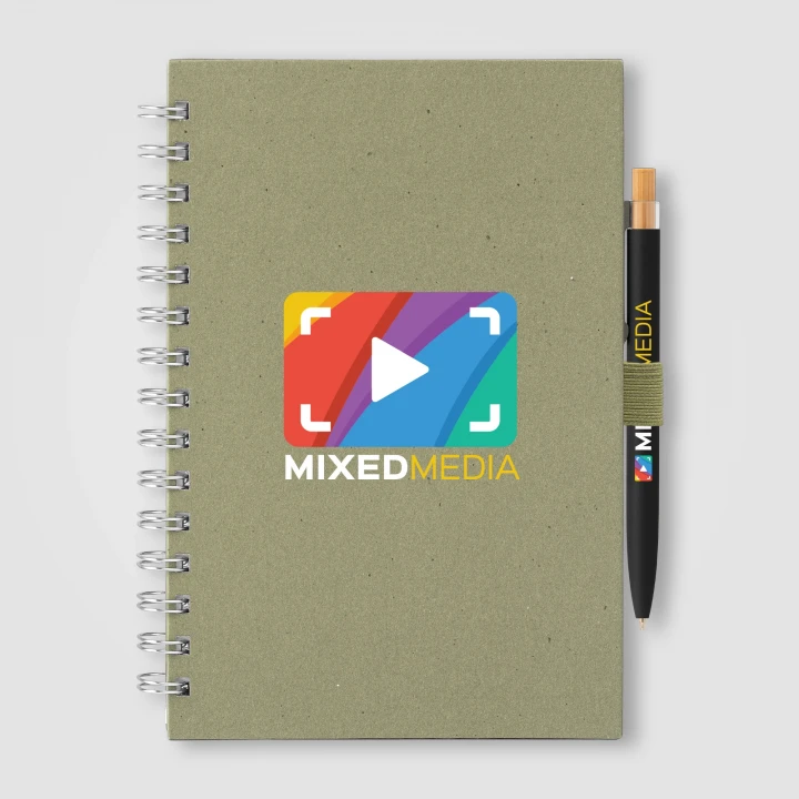 Terra Recycled Milk Carton Hard Cover Spiral A5 Notebook & Reborn Pen Set