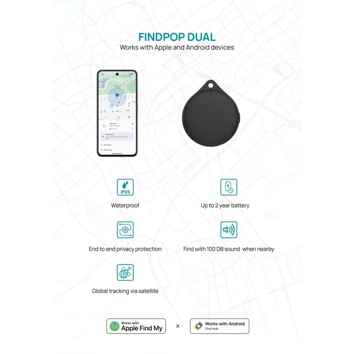 Findpop Dual RCS recycled plastic item finder IPX5