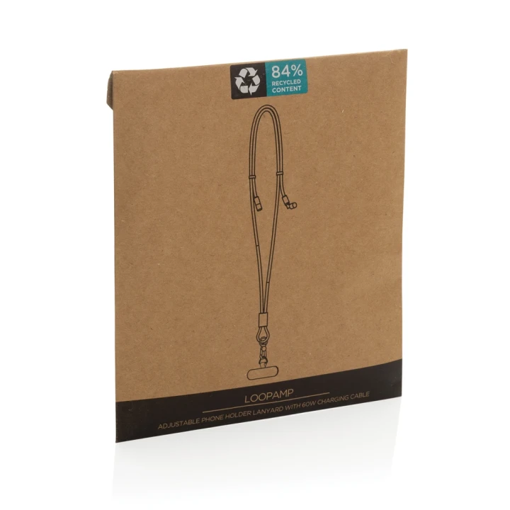 LoopAmp RCS RPET adjustable 160 cm phone cord with 60W cable