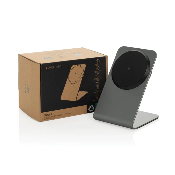 Terra aluminium 15W magnetic wireless charging phone stand