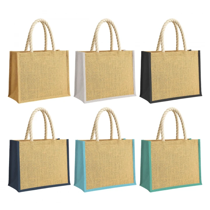 Sustainable Living Jute Bag Coloured With Deluxe Rope Handles