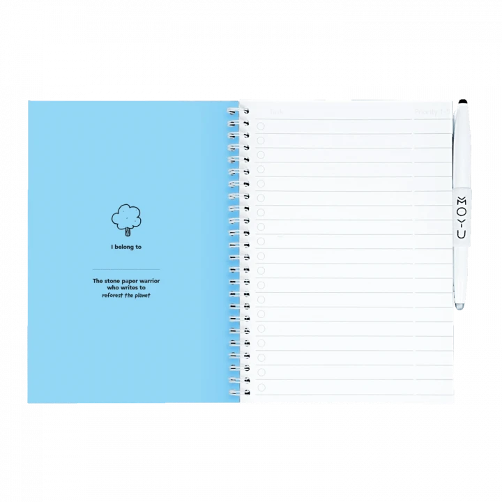 MOYU Erasable Stone Paper Notebook A5 Premium Sky Blue - 40 Pages
