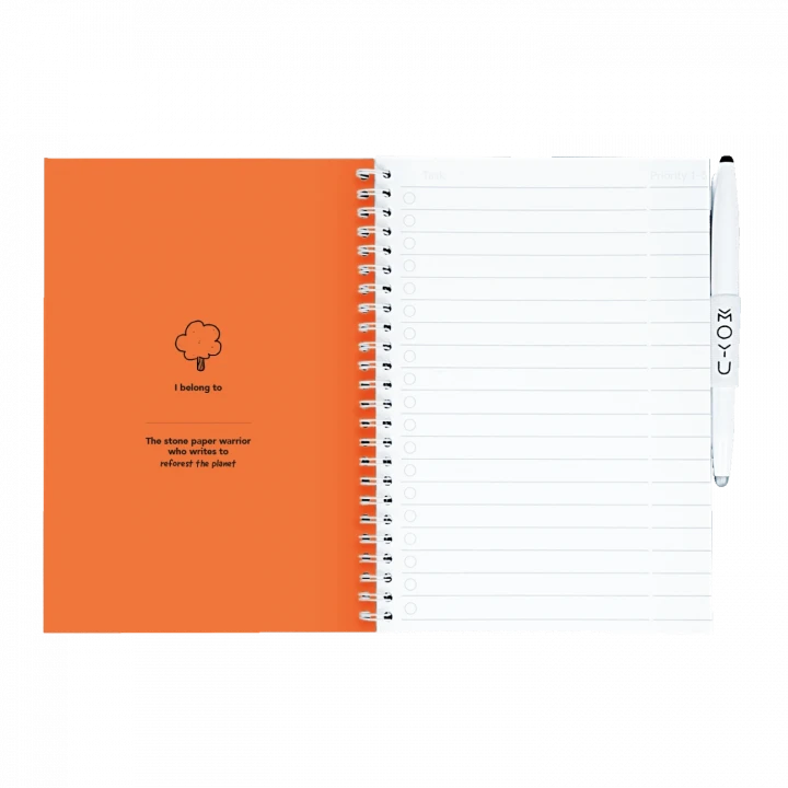 MOYU Erasable Stone Paper Notebook A5 Hardcover Sunset Orange - 40 Pages