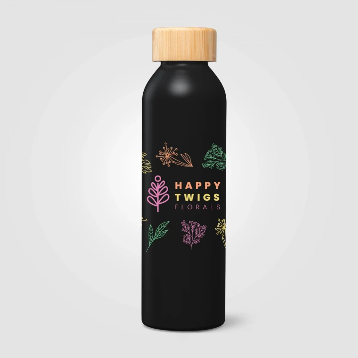 Eden Recycled Stainless Steel Bamboo Lid Water Bottle 590ml
